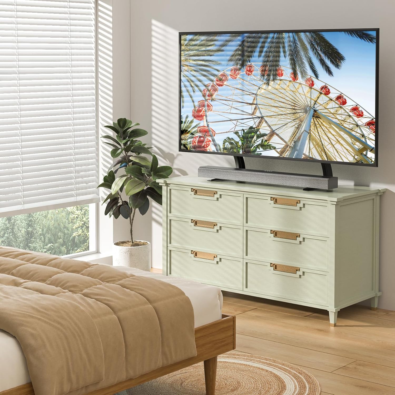 Rfiver Adjustable Universal TV Stand for 32-55 Inch TVs, Black, 88 lbs Capacity - Image 8