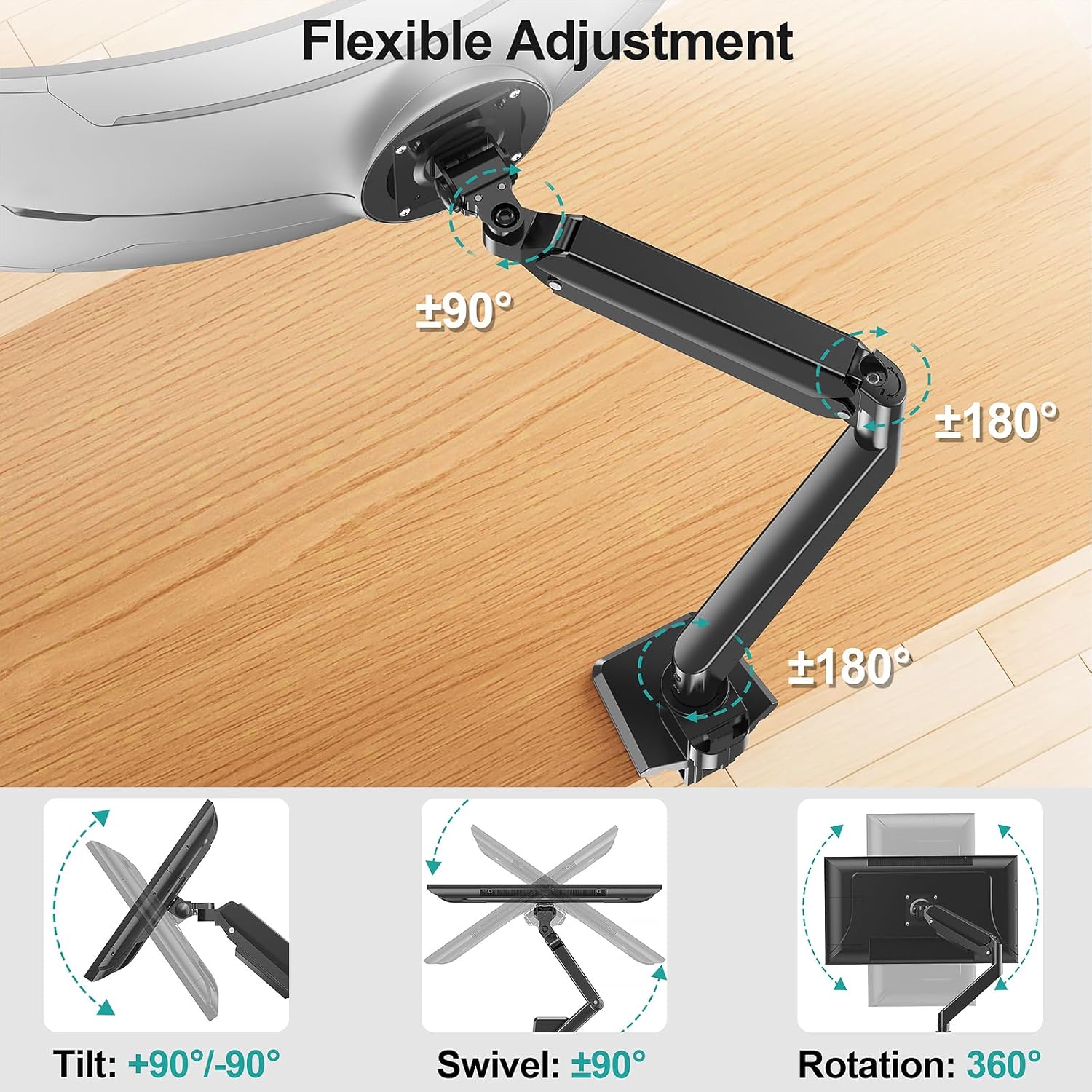 Heavy Duty Single Monitor Desk Mount for 49 Inch Ultrawide Screens up to 44 lbs - Image 3