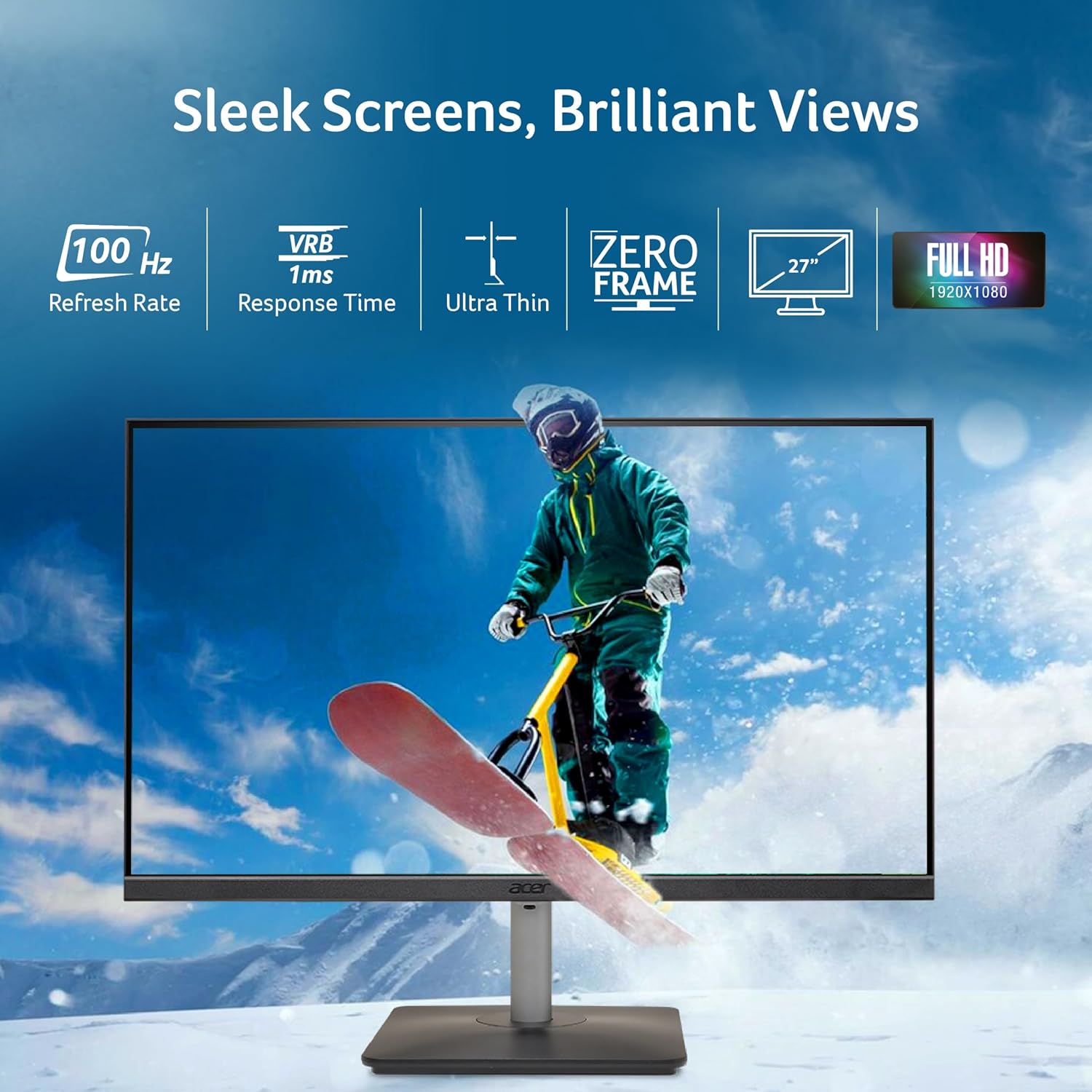 Acer RS272 27 Inch Full HD IPS Ultra-Thin LED Monitor with 120Hz Refresh Rate - Image 3