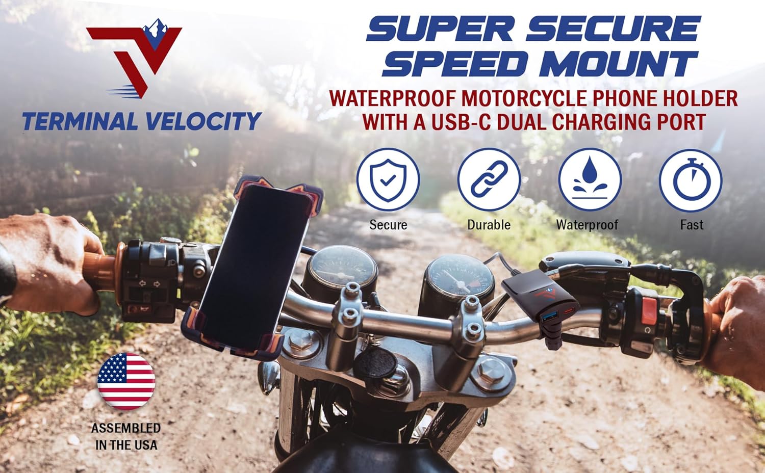 Motorcycle Phone Mount with 12V Dual USB-C Fast Charger, Waterproof Port, Mirror Mount & Rain Cover - Image 8