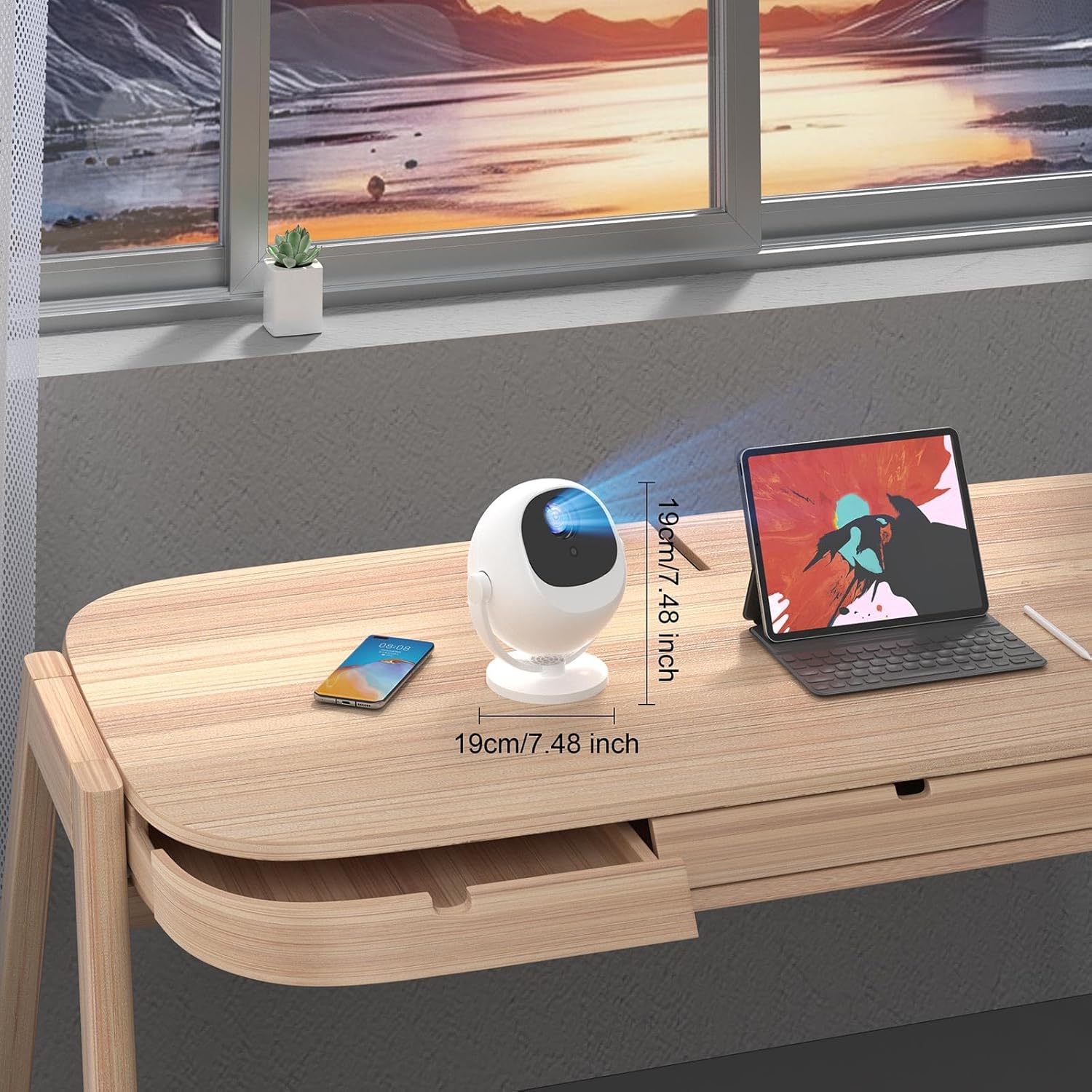 360° Rotatable Mini Smart Portable Projector Wifi Bluetooth 1080P White Electric Focus - Image 7