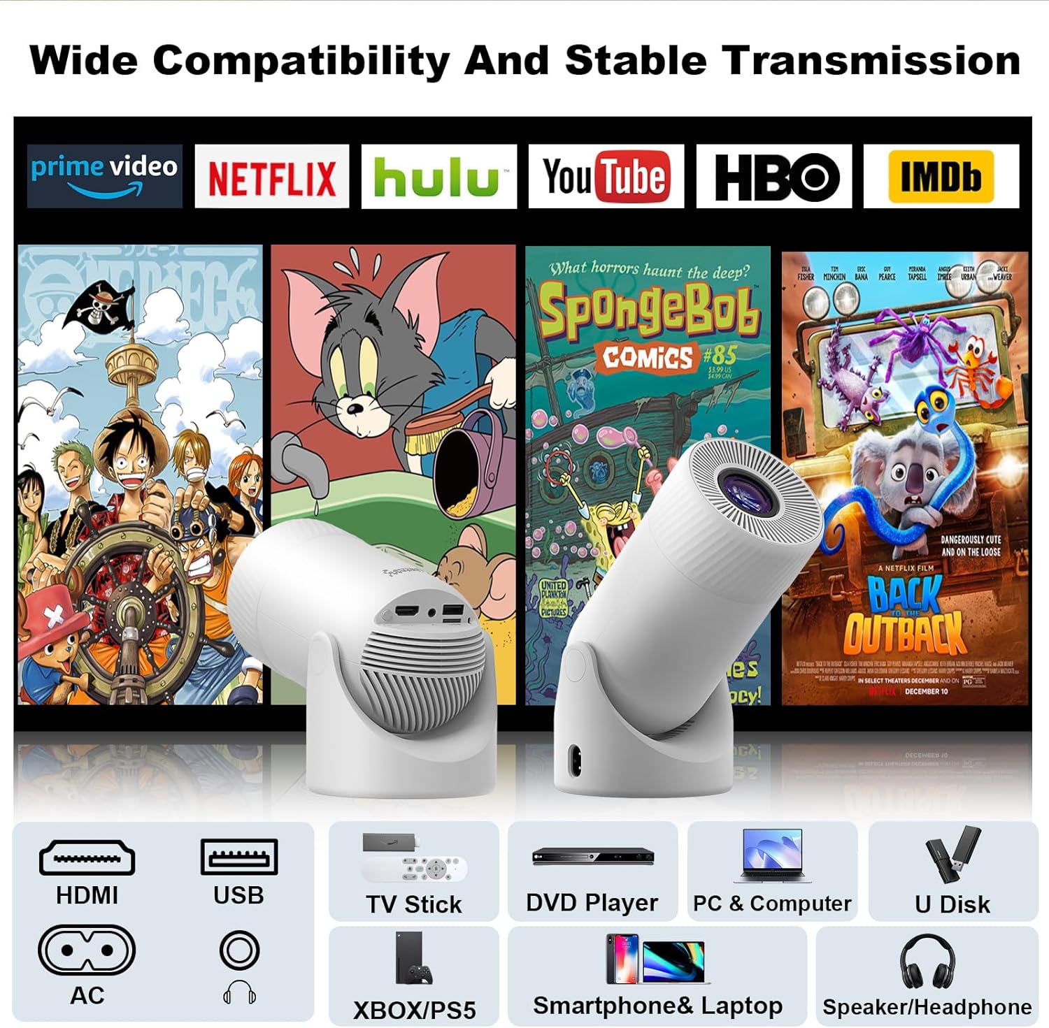 Portable Mini Projector WiFi 6 Bluetooth 4K 1080P Support 200'' Auto Keystone - Image 8
