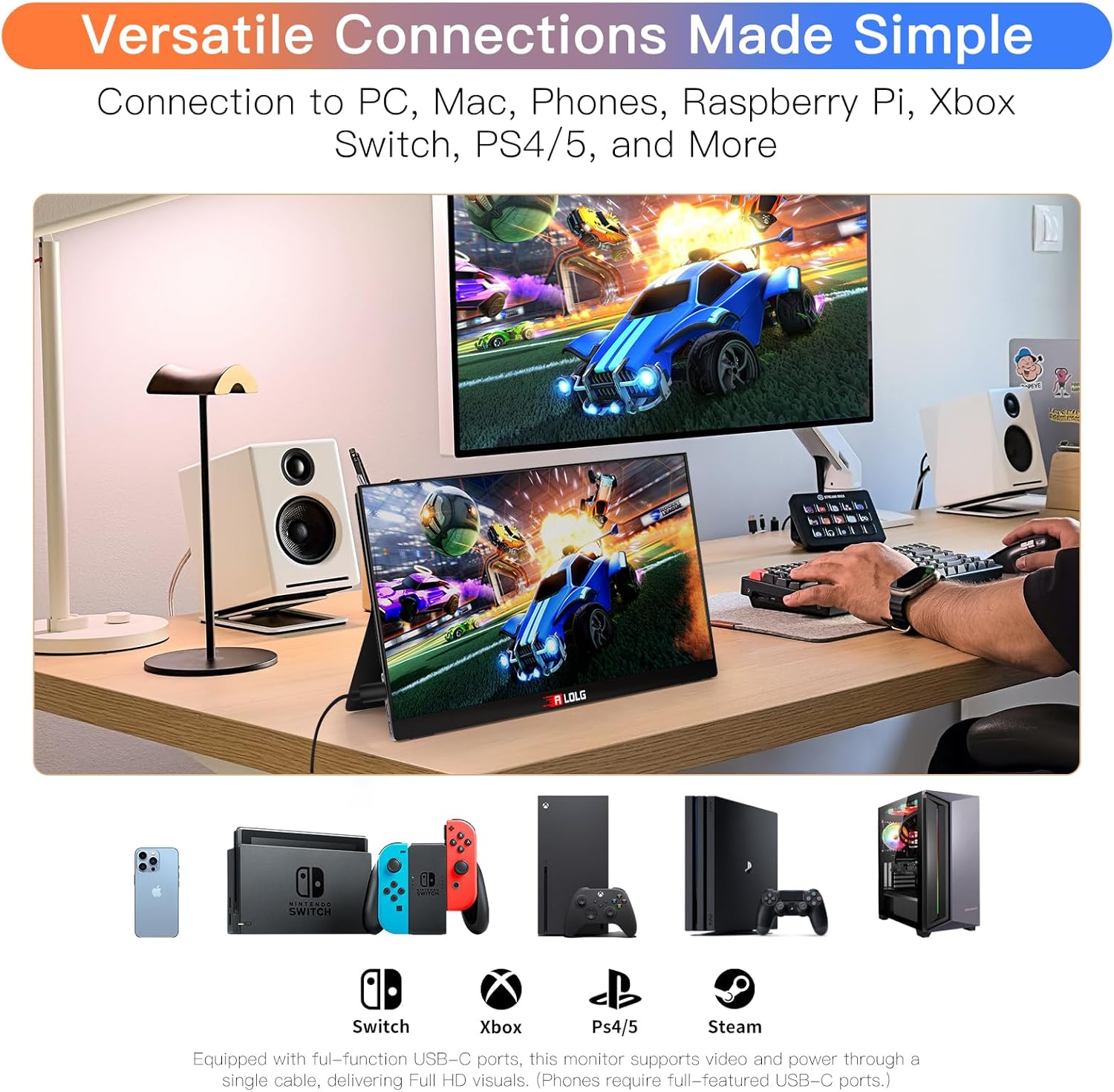 13.5 Inch 2K FHD 60Hz Portable Laptop Monitor with HDR IPS Panel and Smart Cover - Image 3