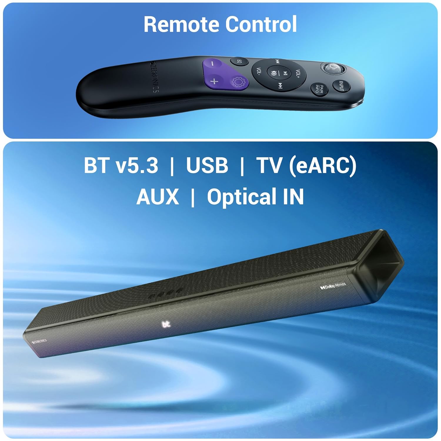 Zebronics Juke Bar 9775 650W 5.2.2 Channel Dolby Atmos Soundbar with Dual Wireless Subwoofers - Image 7