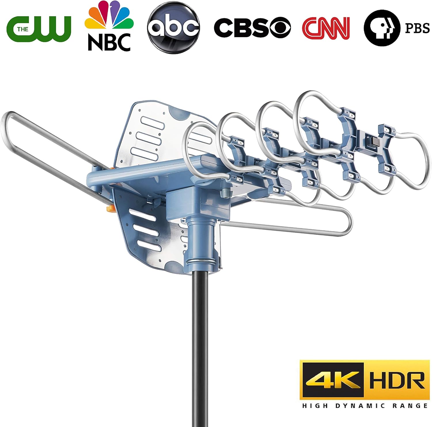 150 Mile Amplified Digital HDTV Antenna with 360 Degree Motorized Rotation and Remote Control, Supports 2 TVs - Image 2
