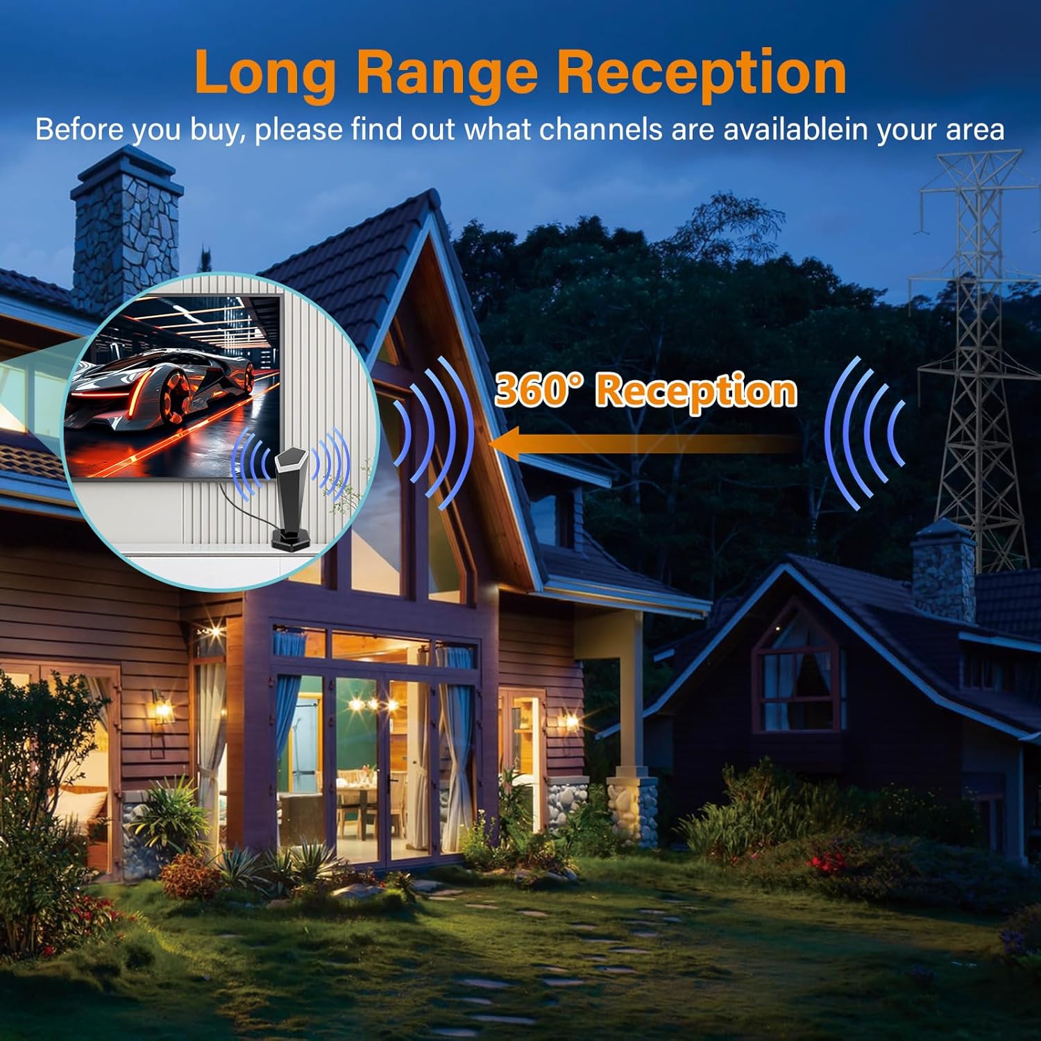 2025 Upgraded 400+ Mile Long Range HD Digital Indoor TV Antenna for 4K 1080P Local Channels Crystal Clear Easy Install - Image 6