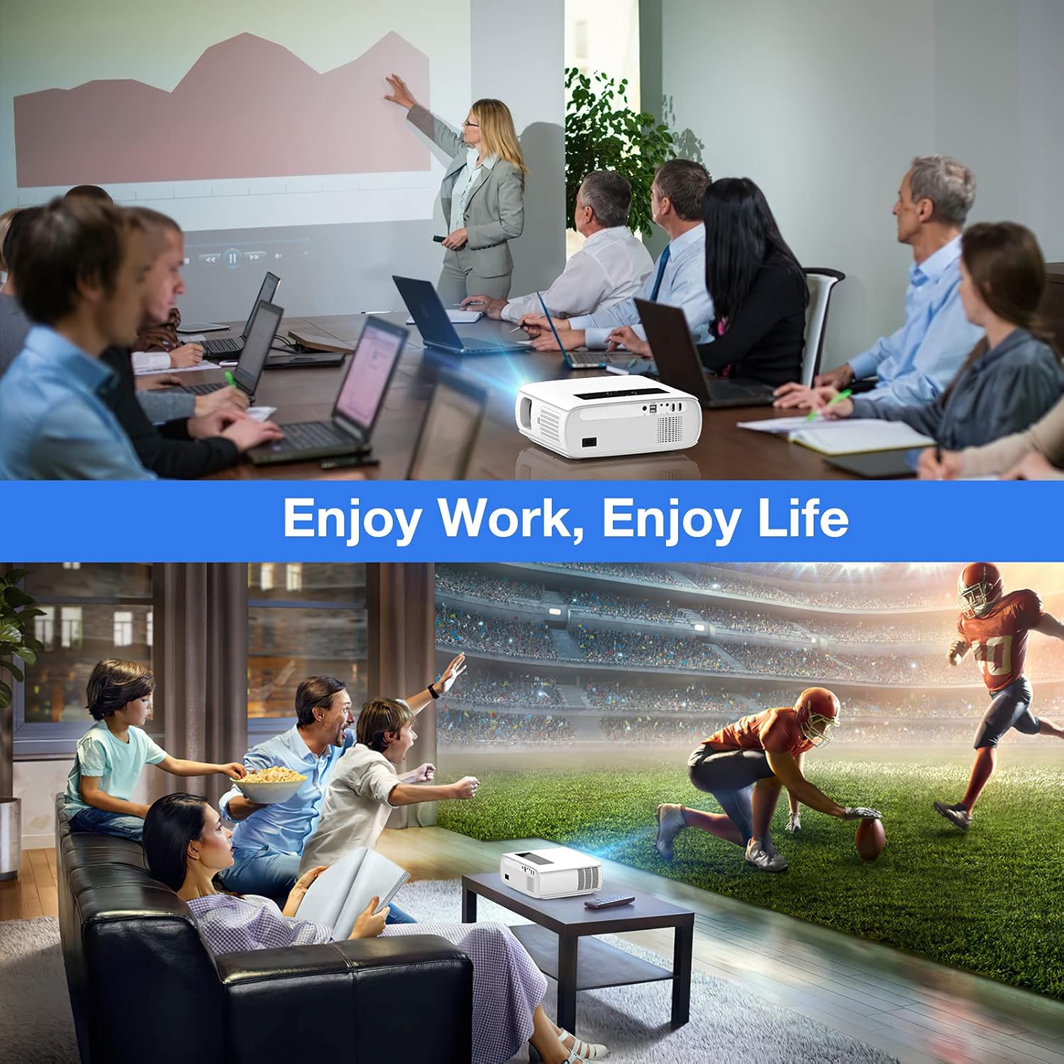 Native 1080P Full HD Projector 15000Lux Brightness 150000 Hr LED 350" Display Outdoor Home Use - Image 7
