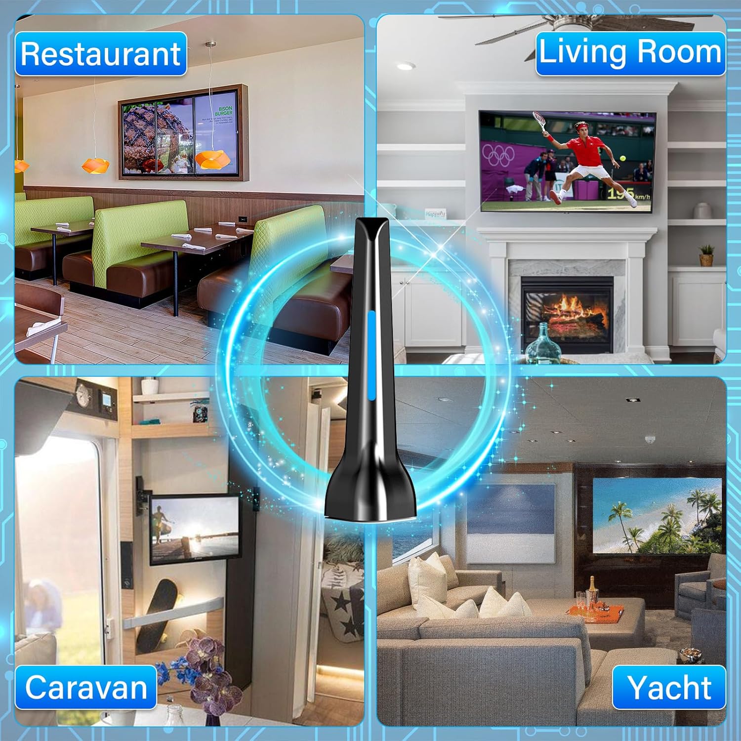Smart TV Indoor Digital Antenna Upgraded 2025 with Magnetic Base 360° Reception 4K 1080P 10ft Cable - Image 7