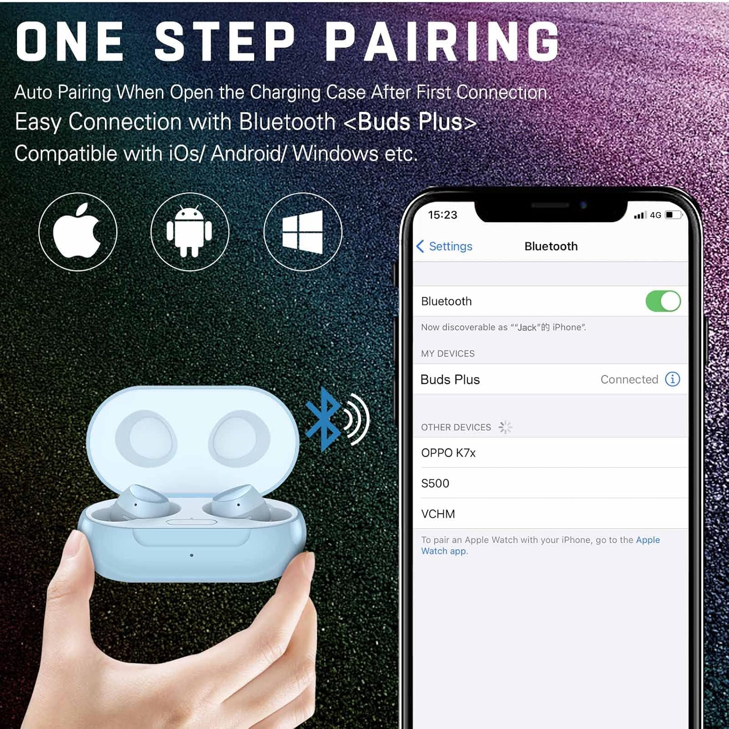 UrbanX Street Buds Plus True Wireless Earbuds for Samsung Galaxy Z Fold3 5G - Blue with Wireless Charging Case Included - Image 4