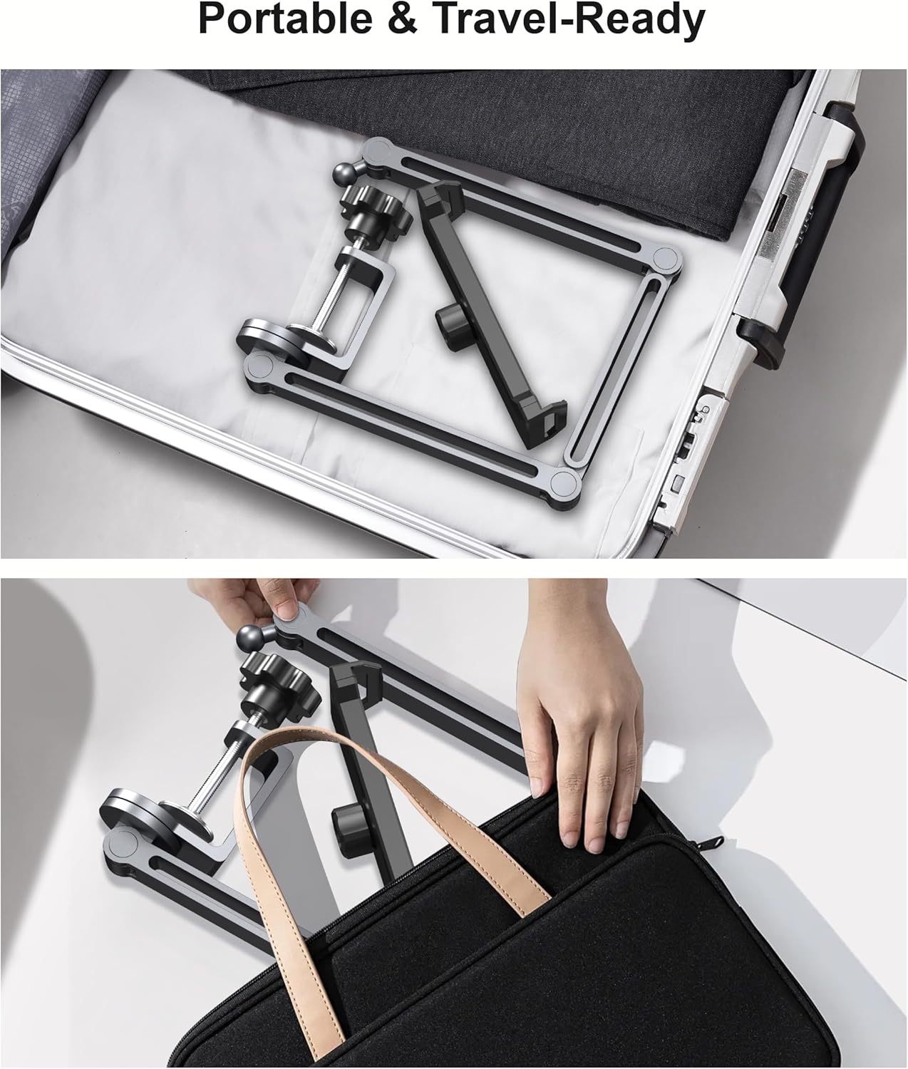 Heavy Duty Aluminum 360° Rotating Tablet Arm Mount Holder with Super Grip - Gray, Foldable Clamp for iPad, Phone, Monitor, Kindle - Image 8
