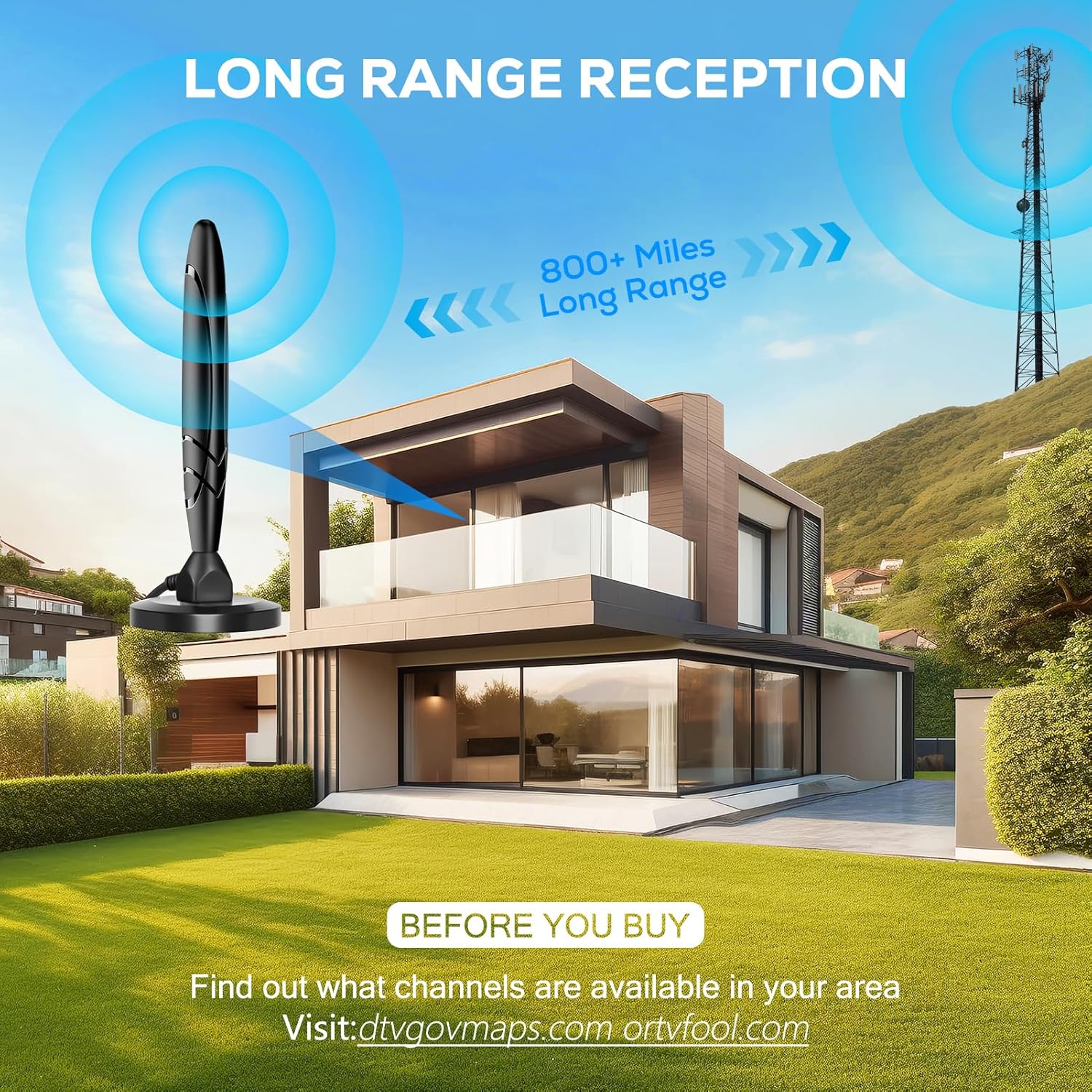 Amplified Smart TV Indoor Digital HDTV Antenna with Detachable Signal Booster for Local Channels - Image 4