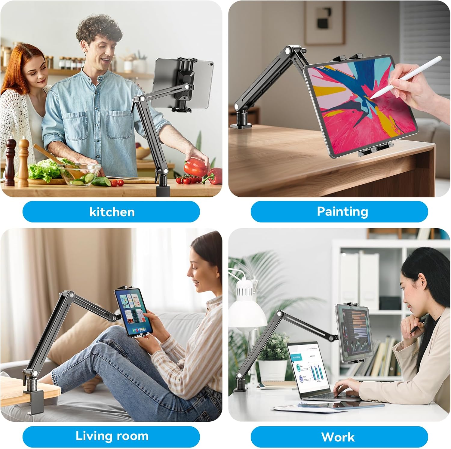 15.6 Inch Portable Monitor Stand 360° Rotating Arm for Tablets and E-readers - Image 7