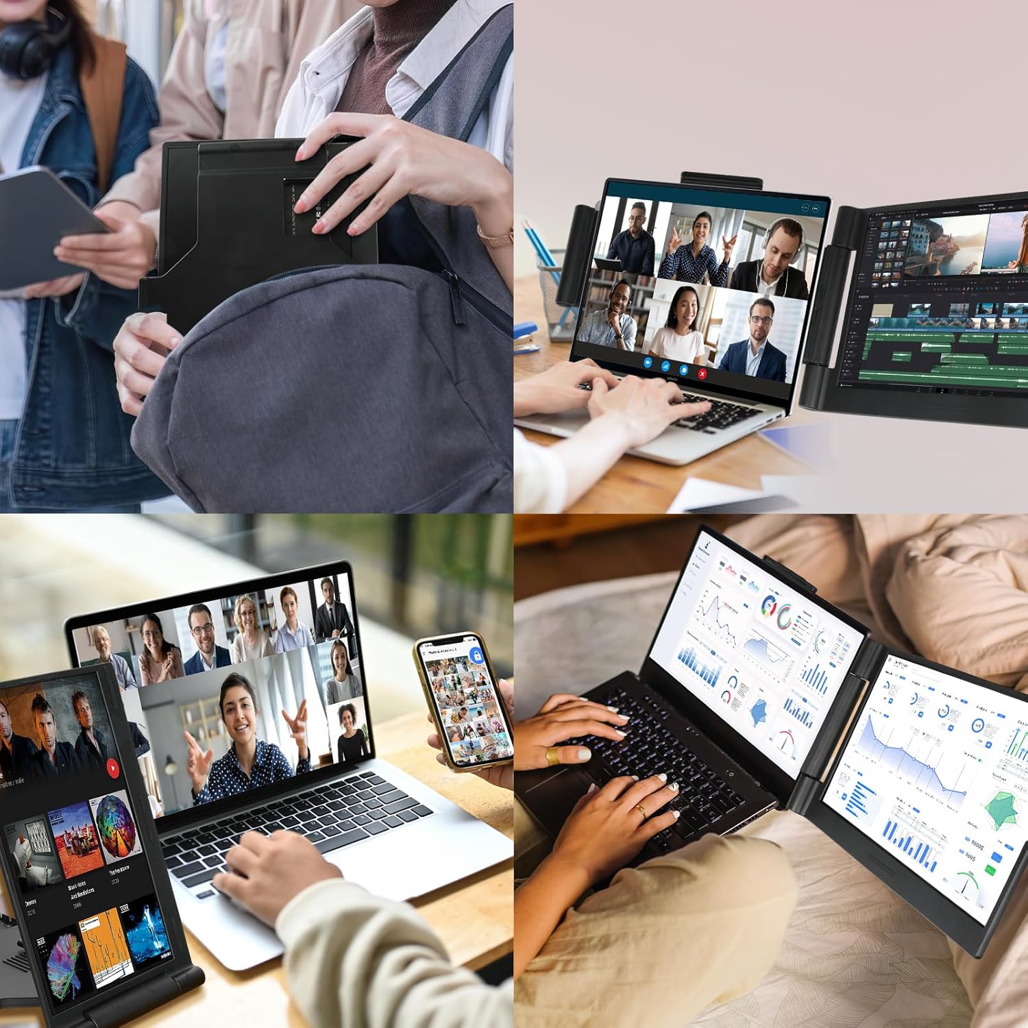 14 Inch 1080P IPS Laptop Screen Extender 280° Rotation Portable Monitor Plug-Play Dual Screen for 13-17.3" Windows Mac Android - Image 9