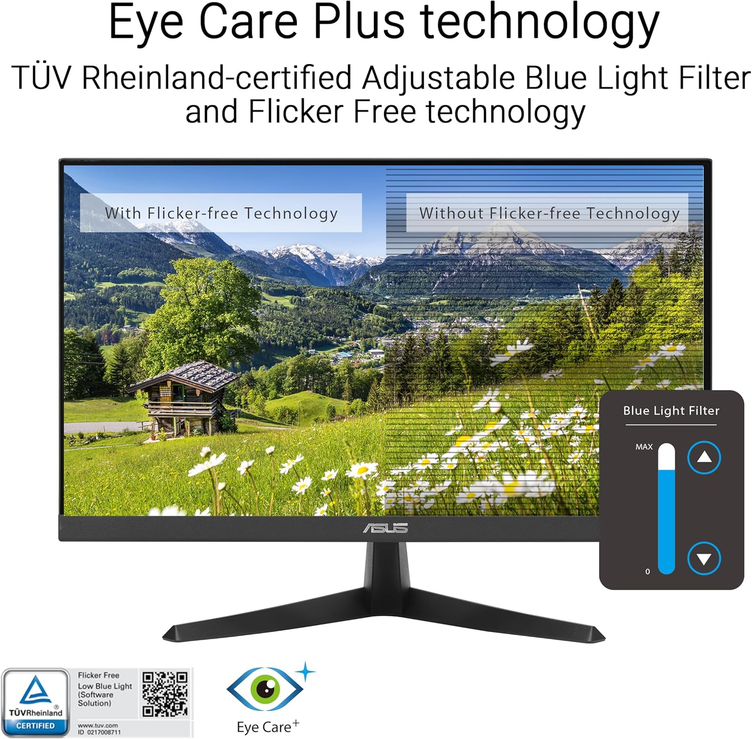 ASUS VY229HF 21.5 Inch Full HD 100Hz IPS Eye Care Monitor with Adaptive Sync - Image 5