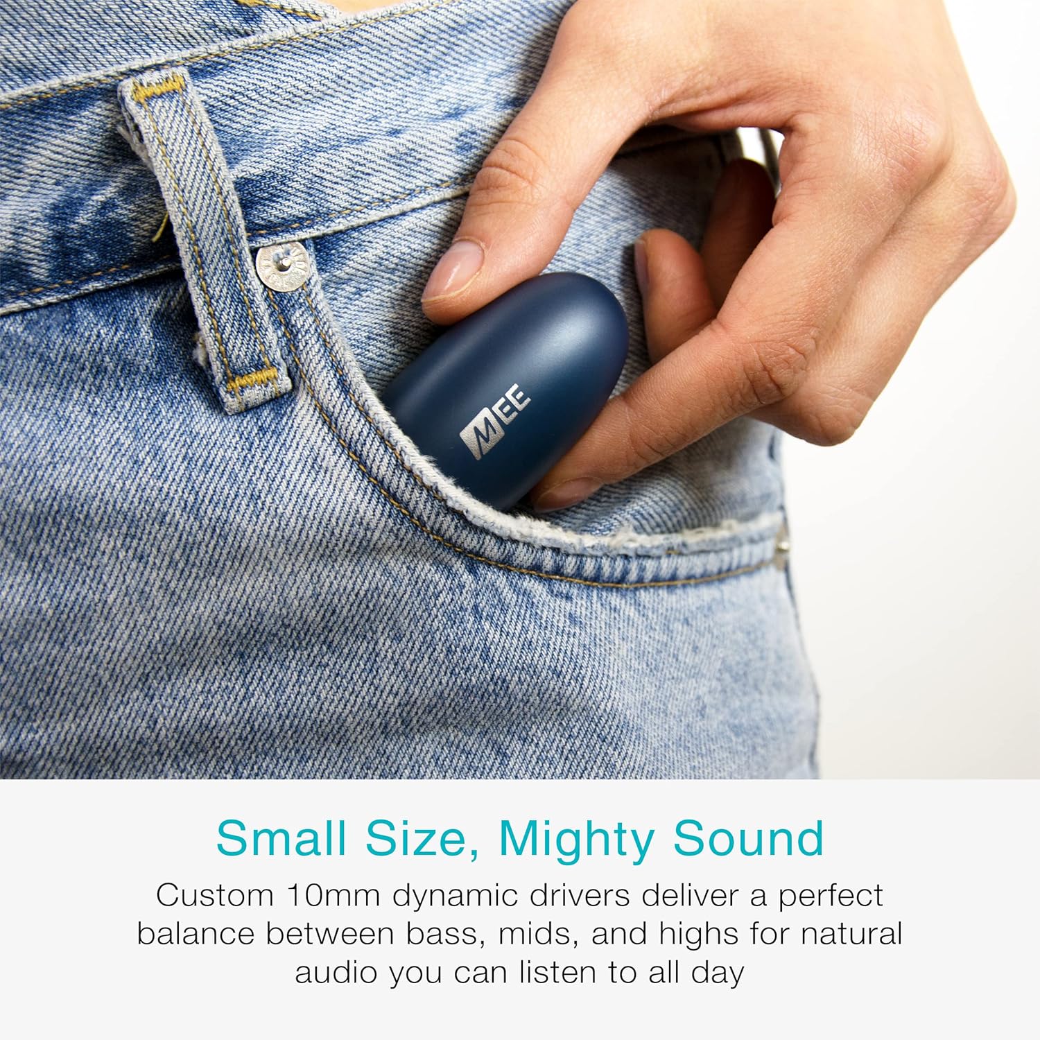 MEE audio Pebbles True Wireless Bluetooth 5.3 Earbuds Sapphire Lightweight Low Profile for Gym Workouts Sports Gaming - Image 4