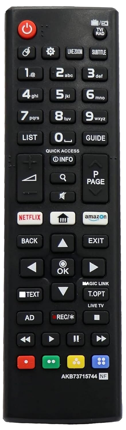 Black LG Smart TV Remote Control AKB73715744 Compatible for LED Plasma with Prime Netflix Keys