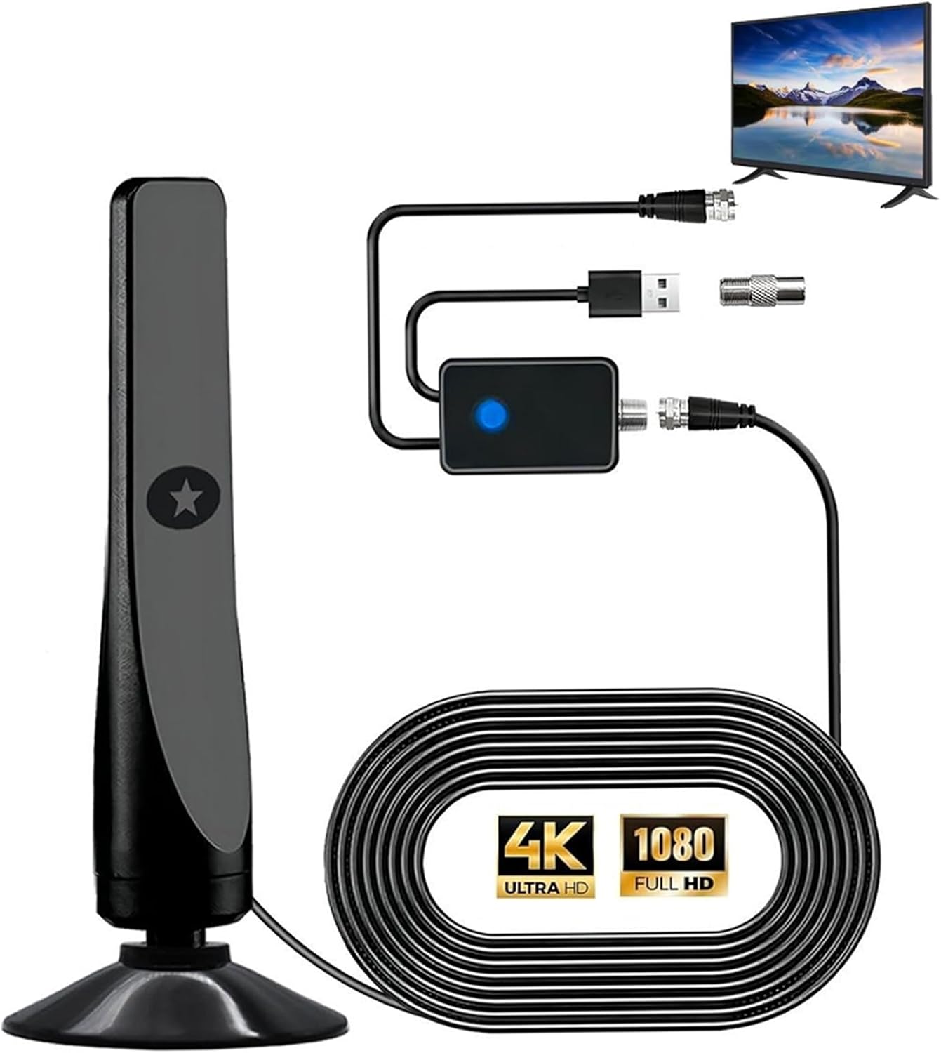 Broadwave Amplified HD Digital TV Antenna 4K 8K 1080p 150 Mile Range