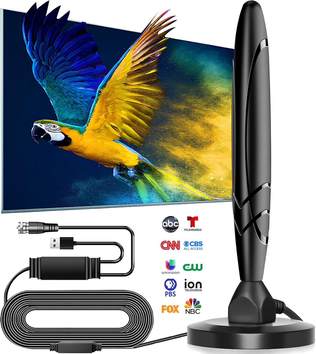 Amplified Smart TV Indoor Digital HDTV Antenna with Detachable Signal Booster for Local Channels
