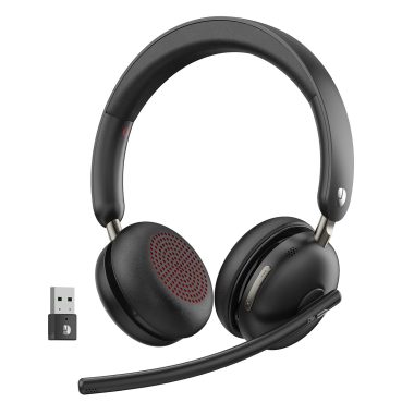 Dytole AI Noise Cancelling Bluetooth 5.3 Wireless Headset with Mic, 65H Battery, USB Dongle for PC, Call Center, Computer, Laptop, Teams