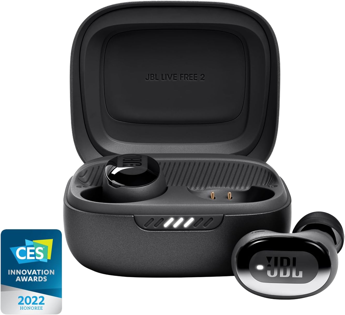 JBL Live Free 2 Black True Wireless Noise Cancelling Earbuds 35hr Playtime IPX5 Waterproof Oval Tubes