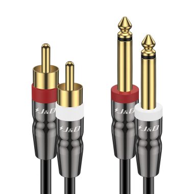 J&D Heavy Duty 3ft Dual 1/4 inch TS to Dual RCA Stereo Audio Interconnect Cable