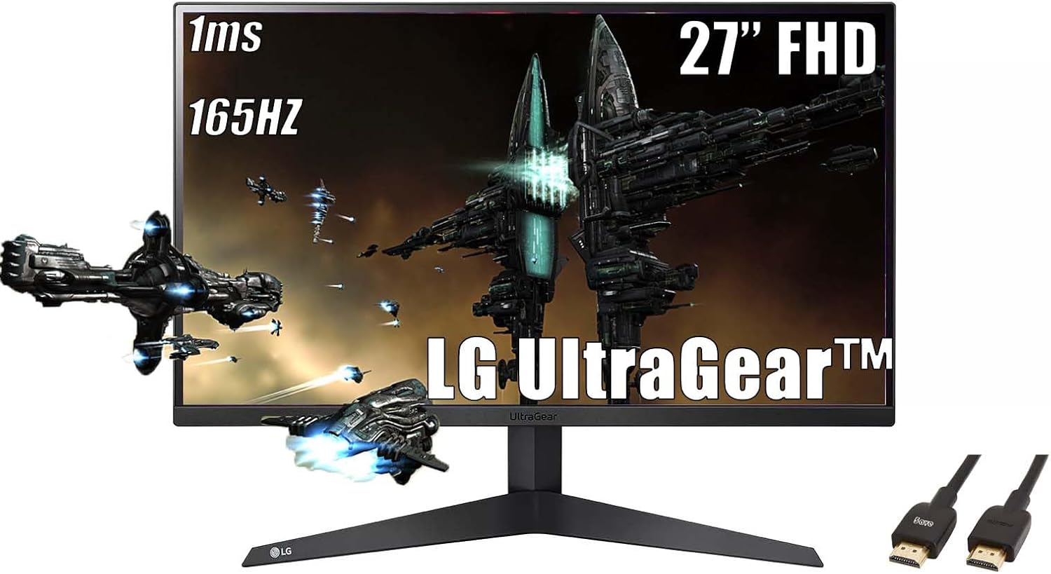 LG 27 Inch FHD Gaming Monitor 165Hz 1ms AMD FreeSync Premium Black Stabilizer 3-Side Borderless 5ave HDMI Black