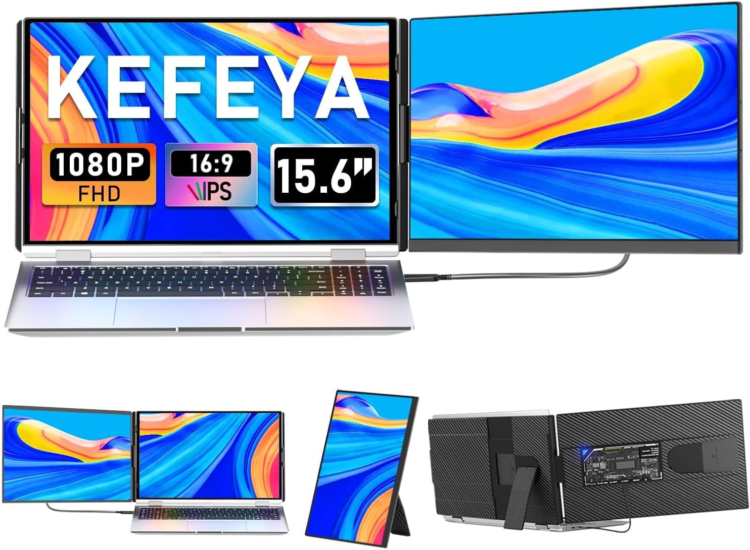 15.6 Inch FHD 1080P IPS Detachable Laptop Screen Extender for Laptops 13-17.3"