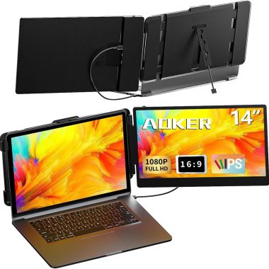 14 Inch Portable IPS FHD 1080P Laptop Screen Extender Dual Monitor with HDMI USB-A Type-C Compatibility