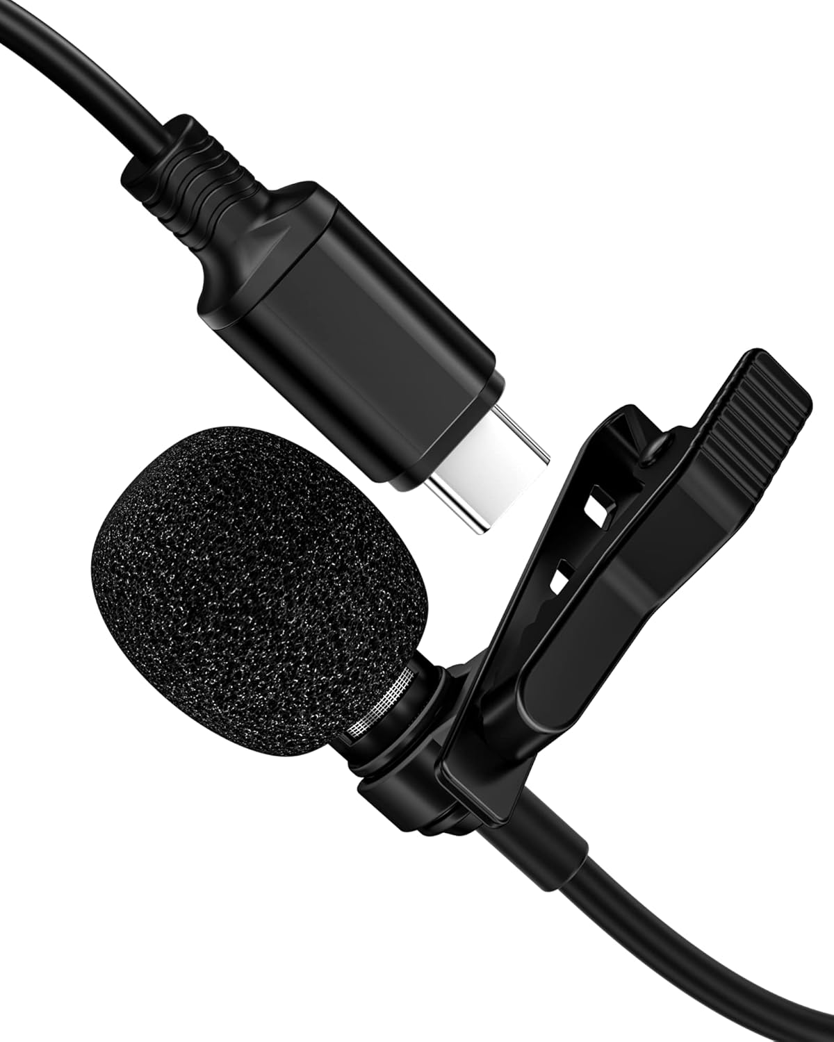 Professional USB-C Lavalier Microphone for Android Type-C Devices 6.6ft Omni Condenser Lapel Clip-on Mic