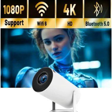 Portable WiFi 6 Bluetooth 5.0 Mini Projector 4K 1080P Support 130 Inch Outdoor Screen