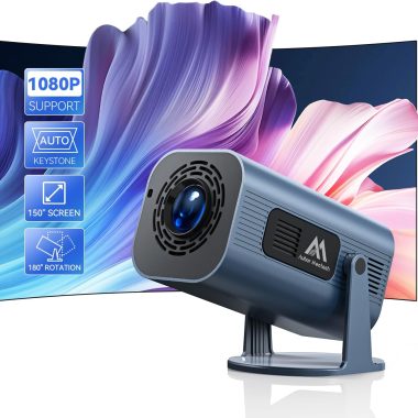 150" Portable Mini Projector Blue Native 1080P WiFi Bluetooth Android TV 11.0 300 ANSI