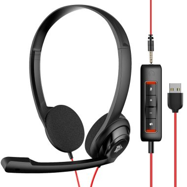 NUBWO Lightweight USB Headset with Noise Cancelling Microphone for PC Laptops and Office Calls