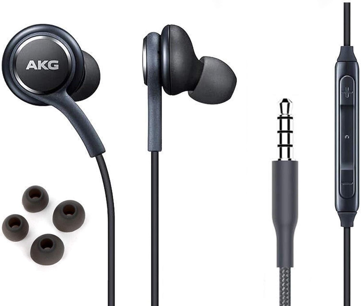 AKG Stereo Earbuds for Samsung Galaxy S10 S10e Plus Gray with Microphone and Volume Control