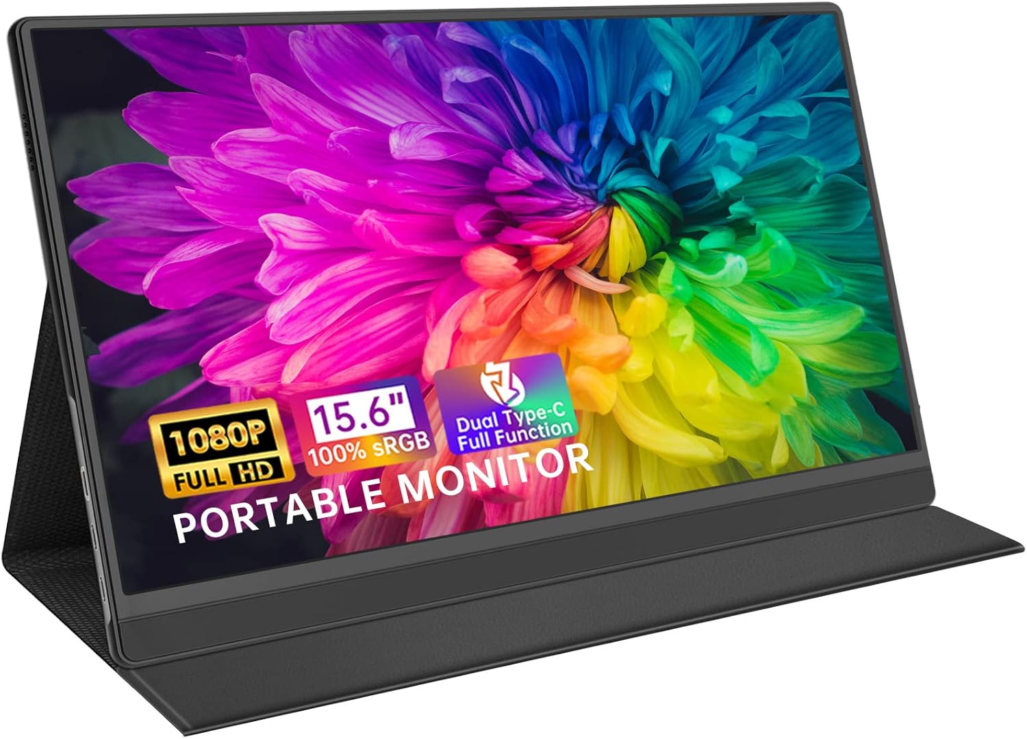 15.6 Inch FHD 1080P Portable Monitor with Protective Case for Laptops, Tablets, and Gaming Consoles