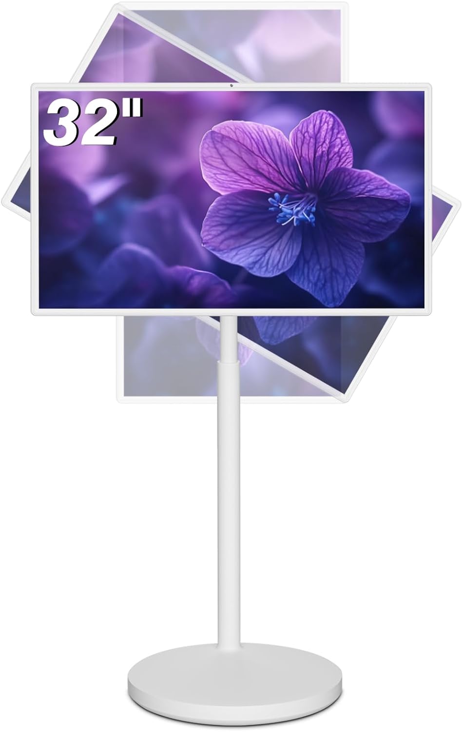Portable 1080P Touch Screen TV Monitor on Wheels with Android 13 and 4K Camera