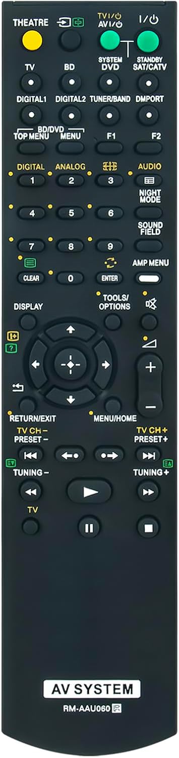 RM-AAU060 Replacement Remote for Sony AV Receiver HT-FS3 STR-KS360 HT-SS360 Home Theater System