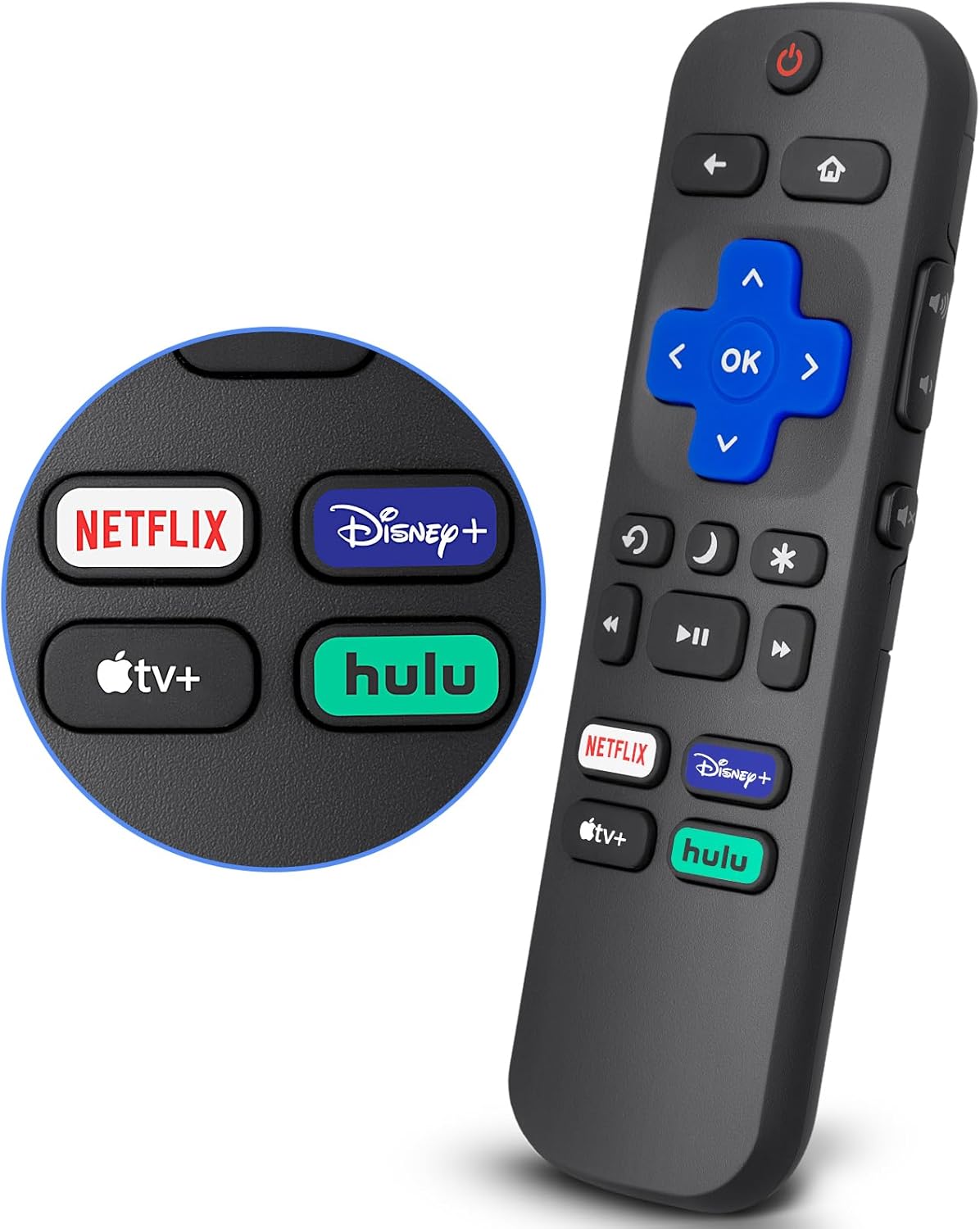 Roku TV Remote Replacement for TCL Hisense Onn Sharp Smart TVs 12000 mAh Capacity
