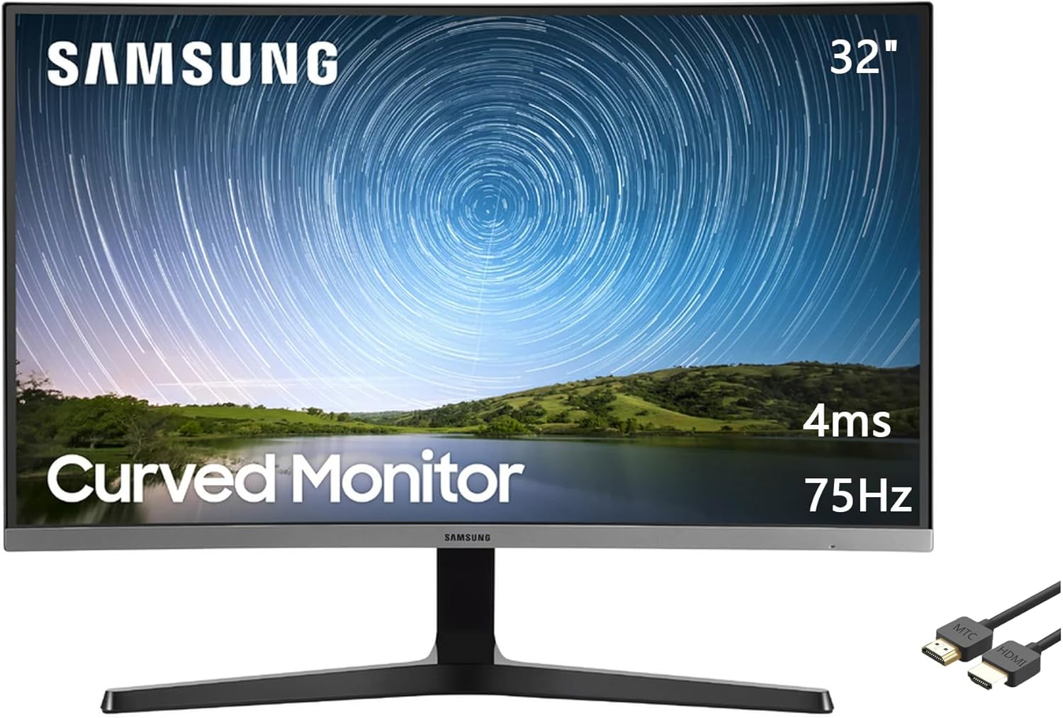 SAMSUNG 32 Inch Curved Full HD 75Hz 4ms Ultra-Slim Monitor Black LC32R500