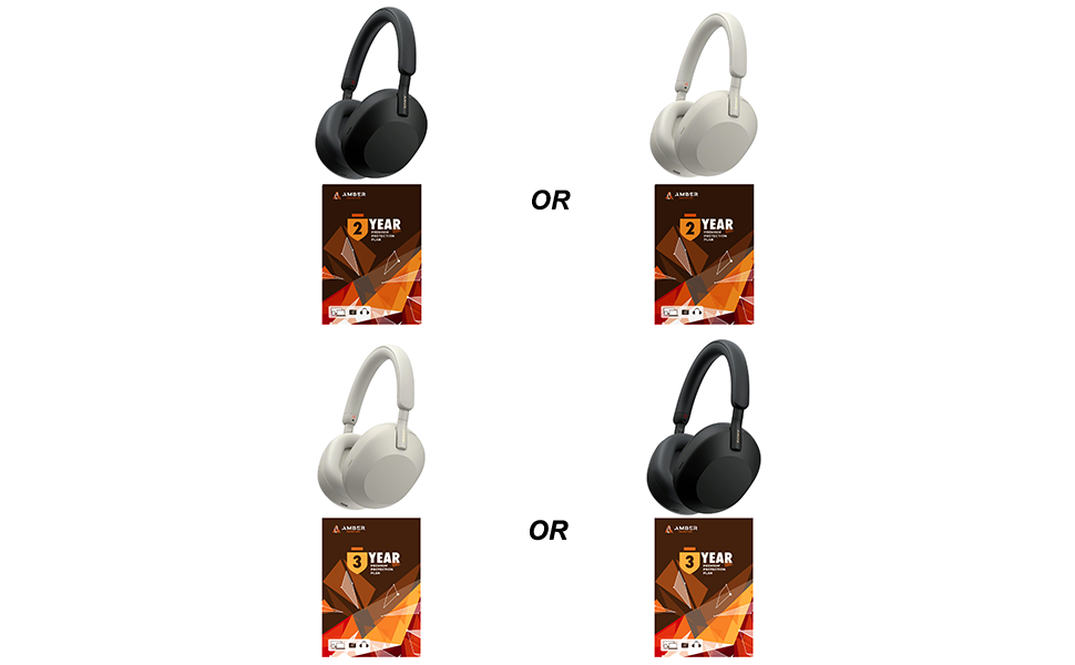 Sony WH-1000XM5 Headphones with Amber Protection Extended Coverage