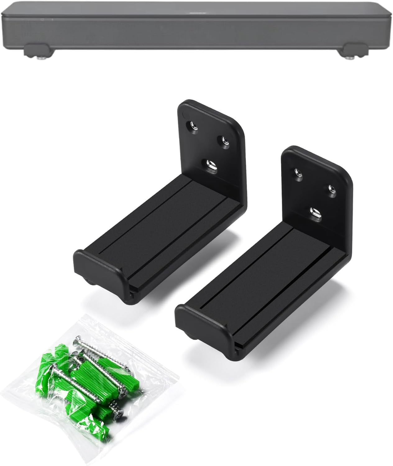 Adjustable Depth Soundbar Wall Mount Bracket for Samsung, Sony, Vizio, LG TVs (Black)