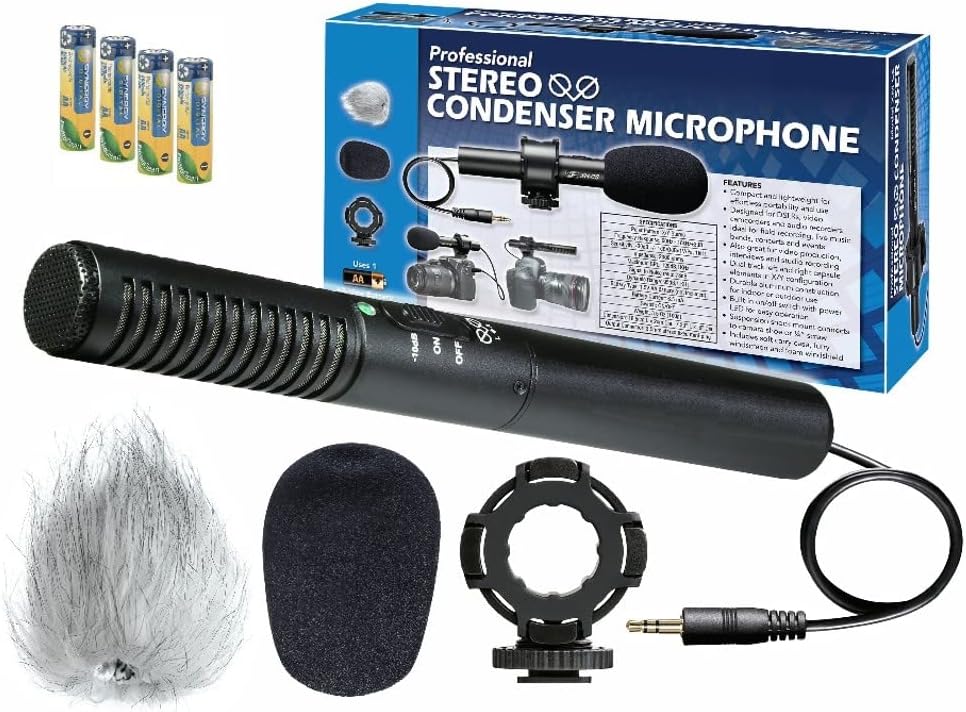 Synergy Digital External Stereo XY Microphone Kit for Canon EOS R5 C Camera with 4 AA NiMH Batteries