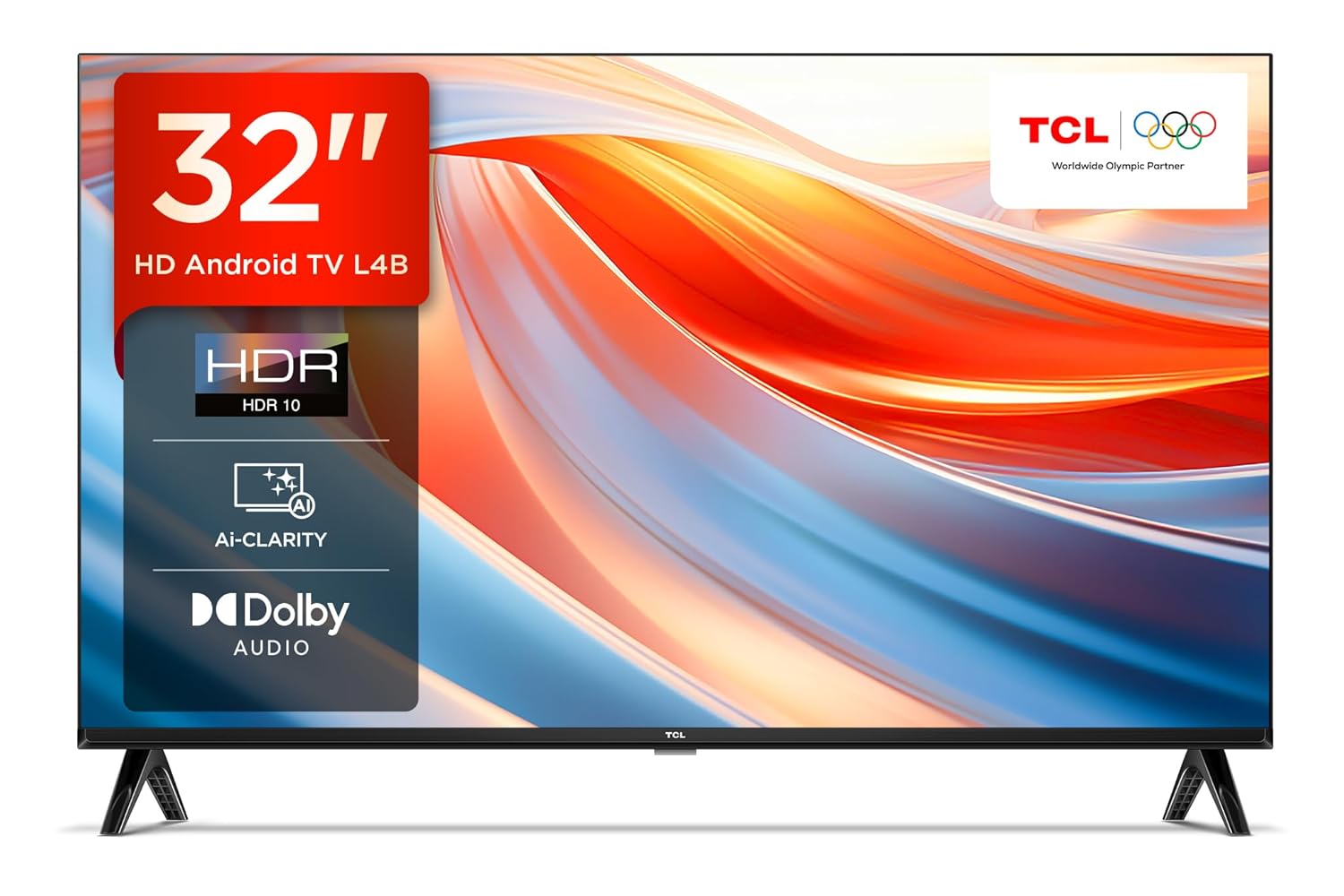 TCL 32 Inch HD Ready Metallic Bezel-Less Smart Android LED TV Black