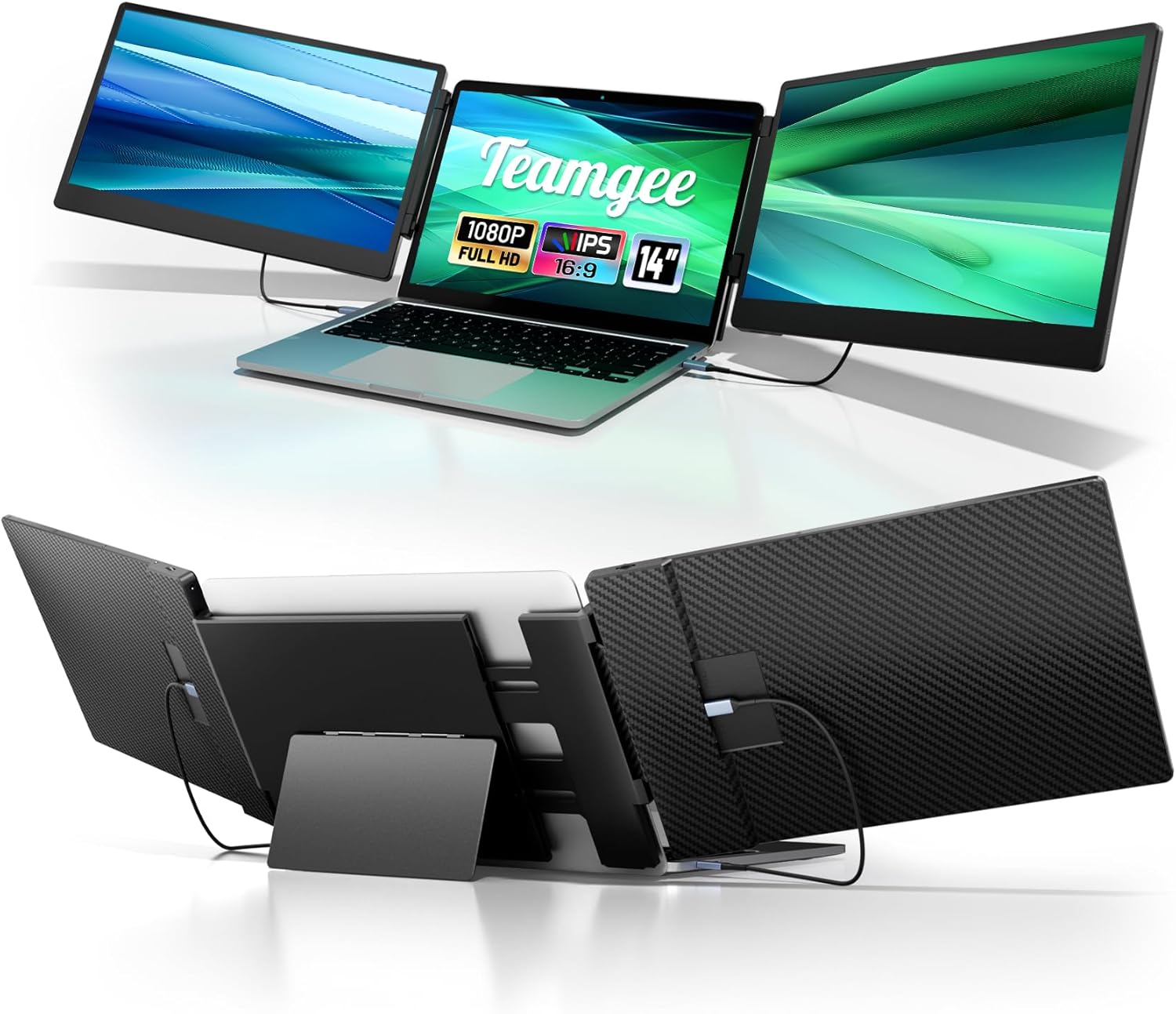 Teamgee 14.3 Inch FHD 1080P IPS Laptop Screen Extender Monitor for 13-17 Inch Laptops