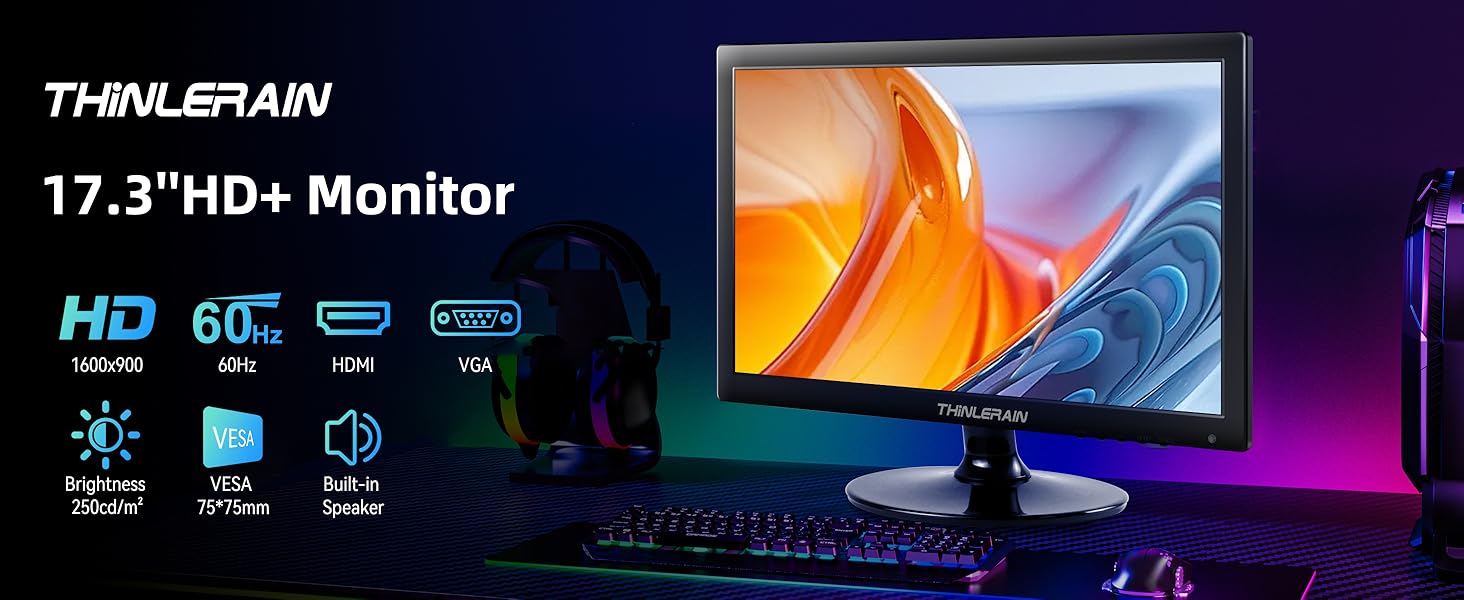 Thinlerian 17.3 Inch Computer Monitor