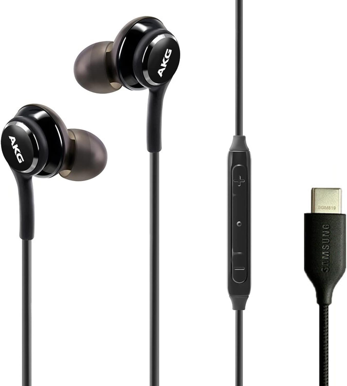 AKG Braided Cable Type C Earbuds with Mic for Samsung Galaxy A53 S21 S22 S20 FE Black