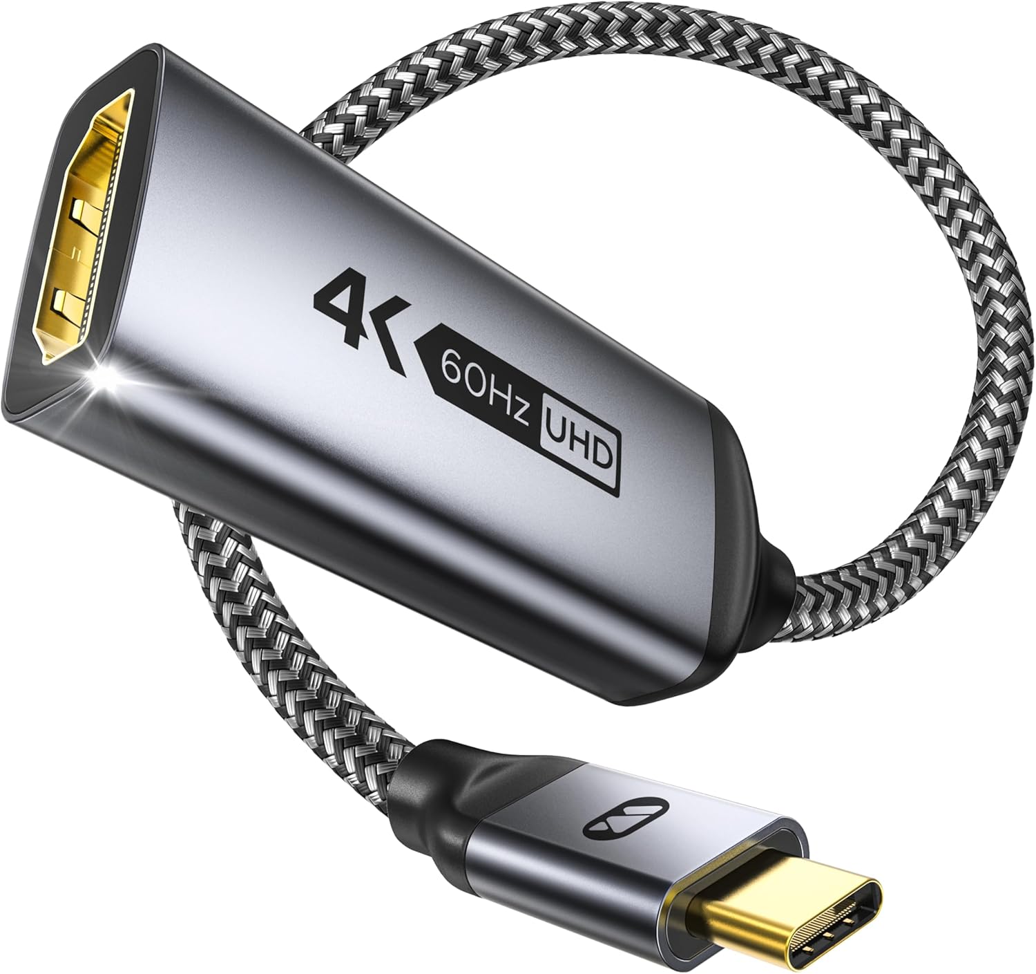 Warrky Braided USB C to HDMI Adapter 4K 60Hz HDR Compatible with iPhone 15 MacBook iPad Galaxy XPS