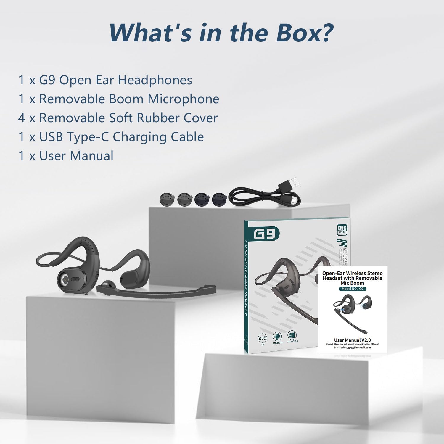 BANIGIPA Open Ear Bluetooth Headphones with Removable Mic, 12 Hr Battery, Noise Cancelling Wireless for Work, Sports, Calls - Image 9