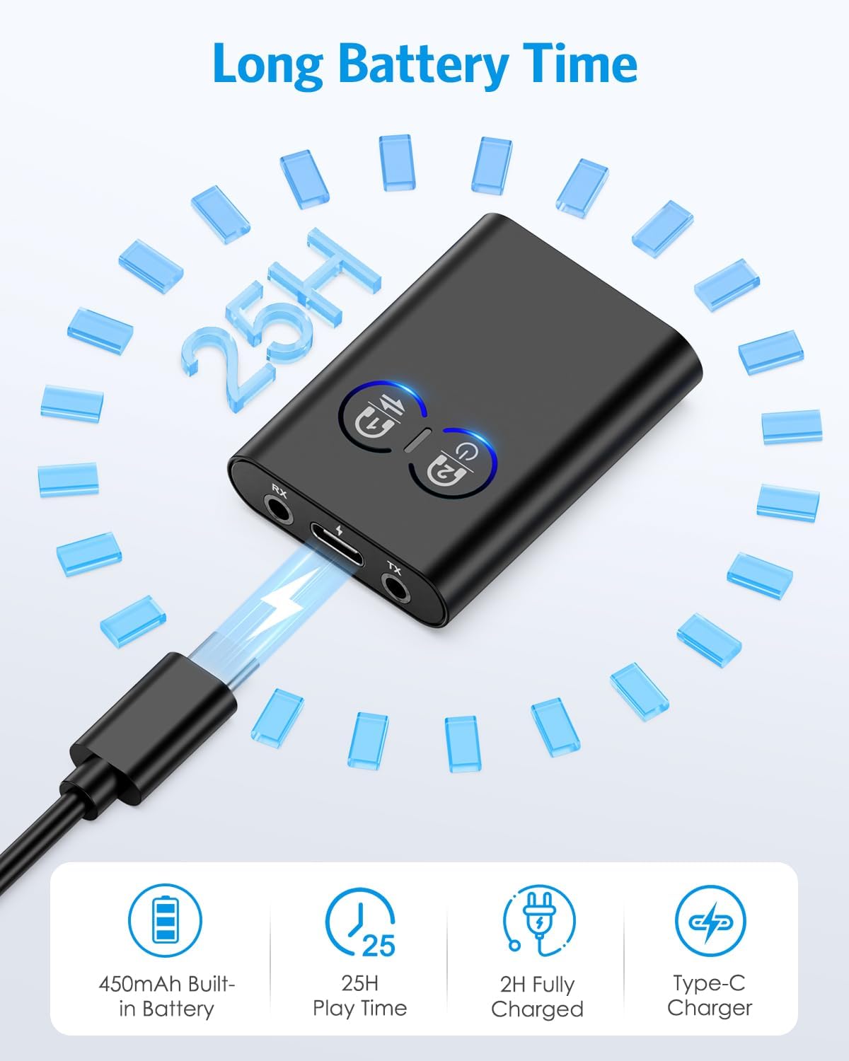 Wireless Bluetooth 5.2 Audio Transmitter Receiver for TV, 2-in-1 AUX Adapter, Low Latency, Dual Link - Image 5