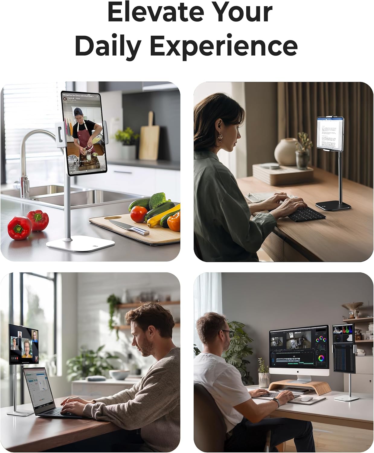 COOPER Frost White 7-17 Inch Tablet Holder Stand Adjustable Height for Desk 4.4lb Capacity - Image 5