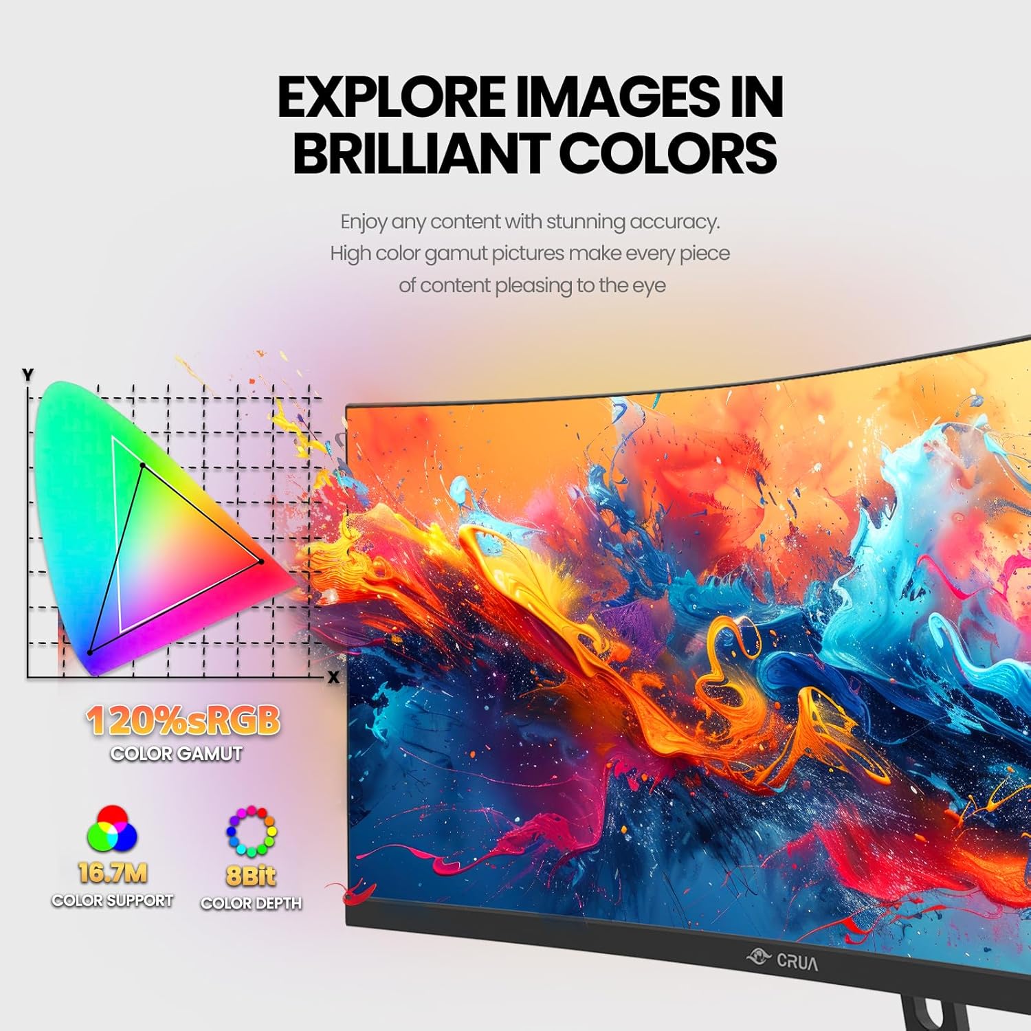 CRUA 30 Inch Ultrawide Curved 21:9 WFHD 100Hz VA Computer Monitor Black - Image 4